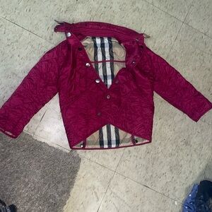 Burberry jacket like new size 4y girls maroon color